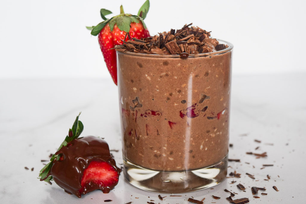 Chocolate covered strawberry overnight oats